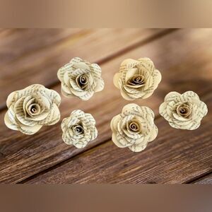 Handmade Paper Flowers Decorative Set of 6. Various Sizes.